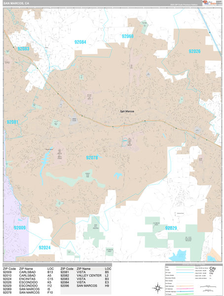 San Marcos Wall Map